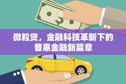 广东微粒贷，金融科技革新下的普惠金融新篇章