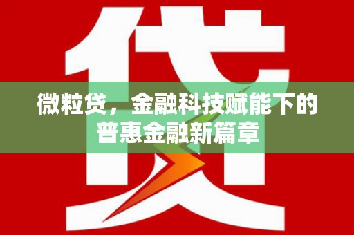 广东微粒贷，金融科技赋能下的普惠金融新篇章