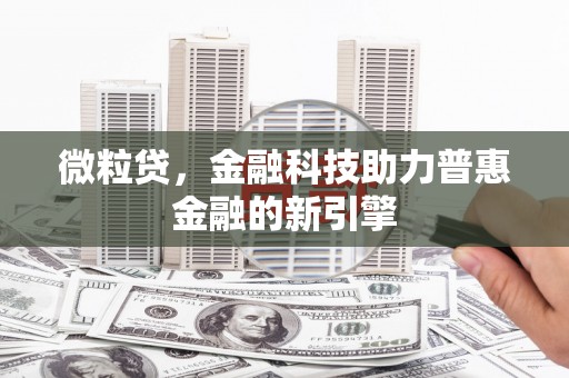 广东微粒贷，金融科技助力普惠金融的新引擎