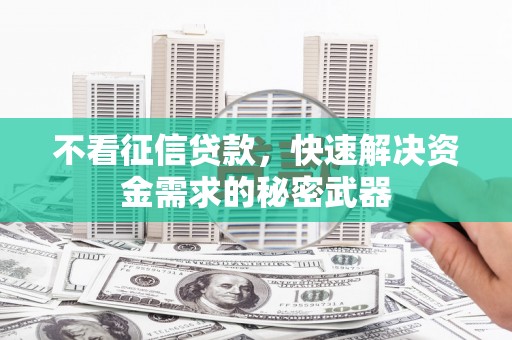 广东不看征信贷款，快速解决资金需求的秘密武器