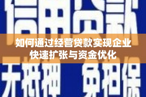 广东如何通过经营贷款实现企业快速扩张与资金优化