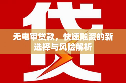 广东无电审贷款，快速融资的新选择与风险解析