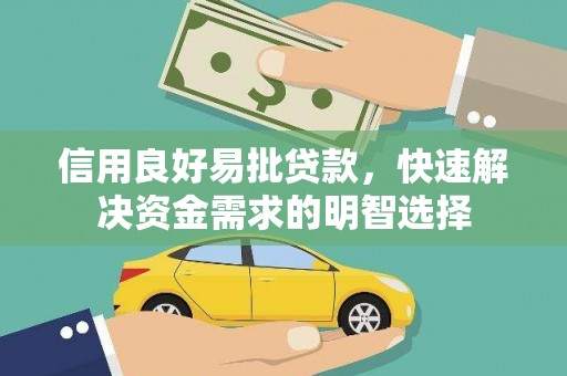 广东信用良好易批贷款，快速解决资金需求的明智选择