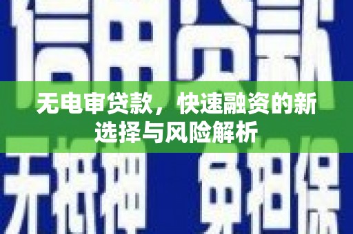 广东无电审贷款，快速融资的新选择与风险解析